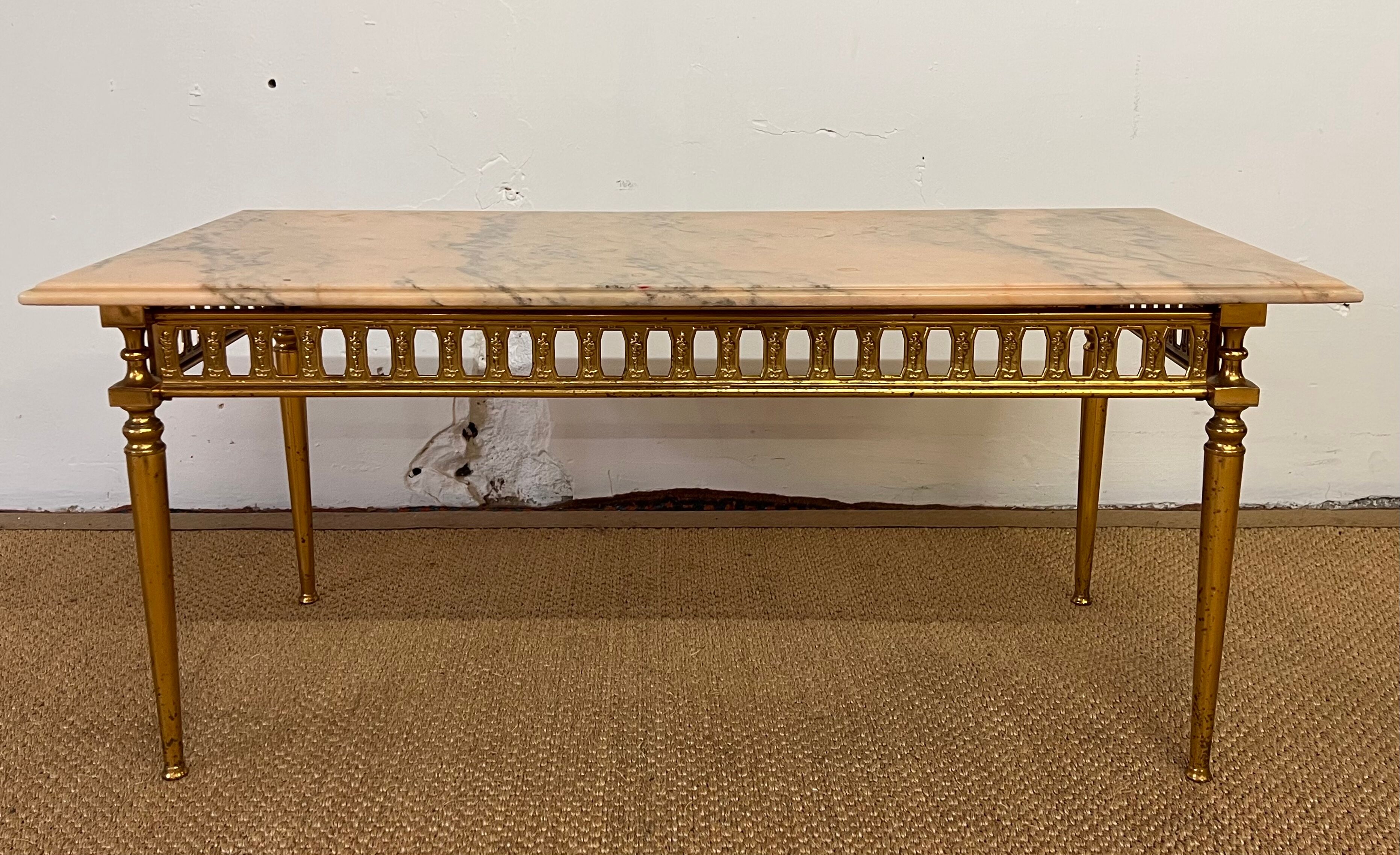 Marble and brass coffee table