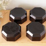 4 octagonal black Arcoroc cups