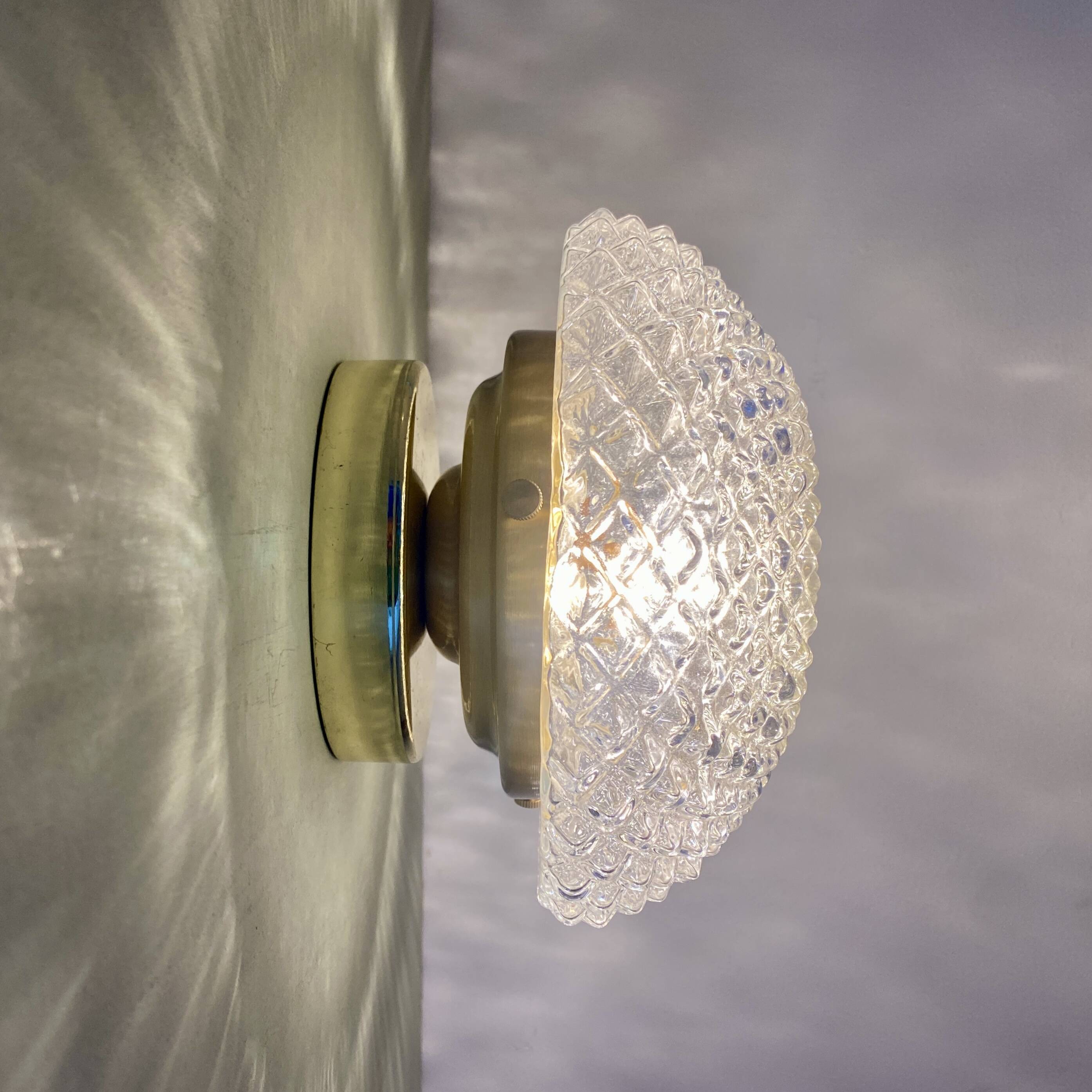 Vintage glass globe wall or ceiling light with diamond point.