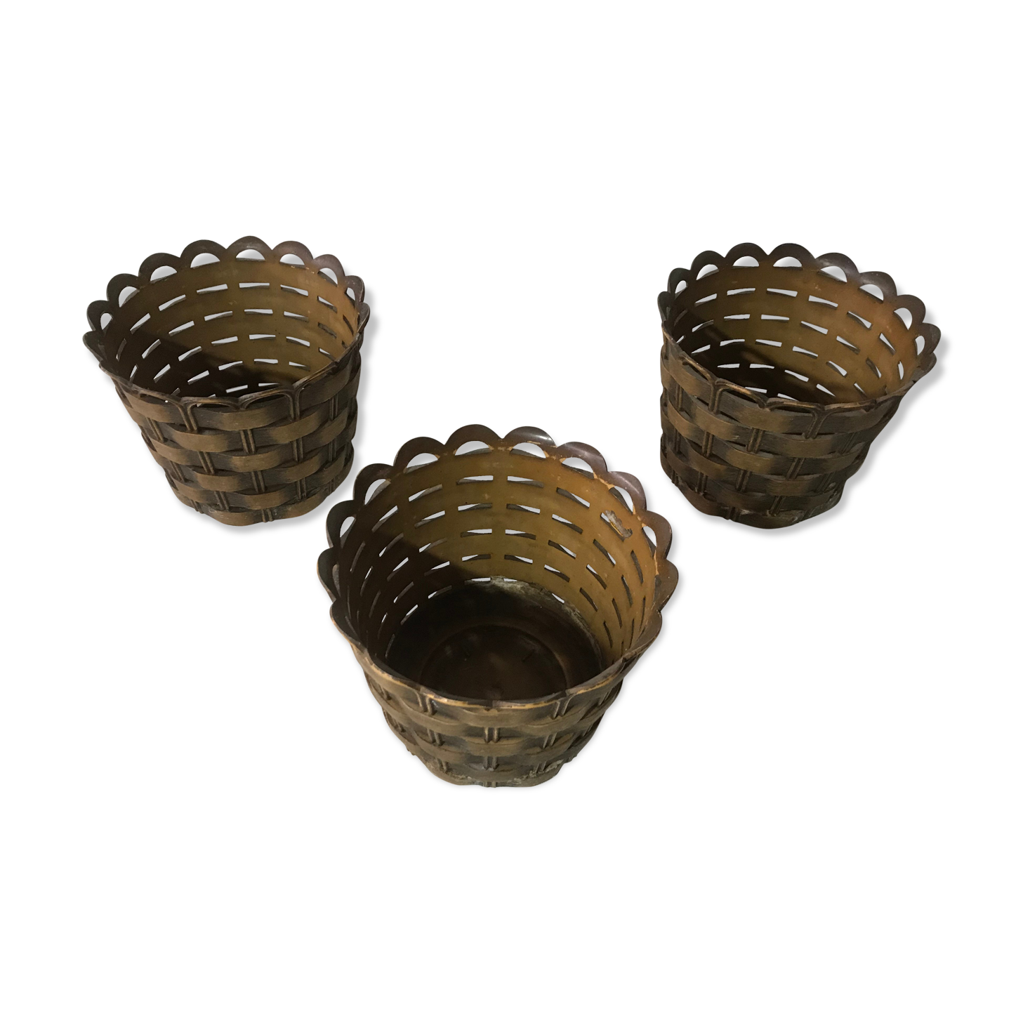 Lot Of 3 Caches Pot Plants EMSA Bakelite Brown W GERMANY Vintage