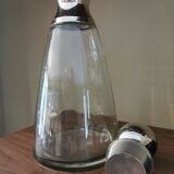 Carafe ancienne verre et métal argenté