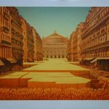 Michel Dubre: Paris Opera in a Wheat Field, original signed lithograph