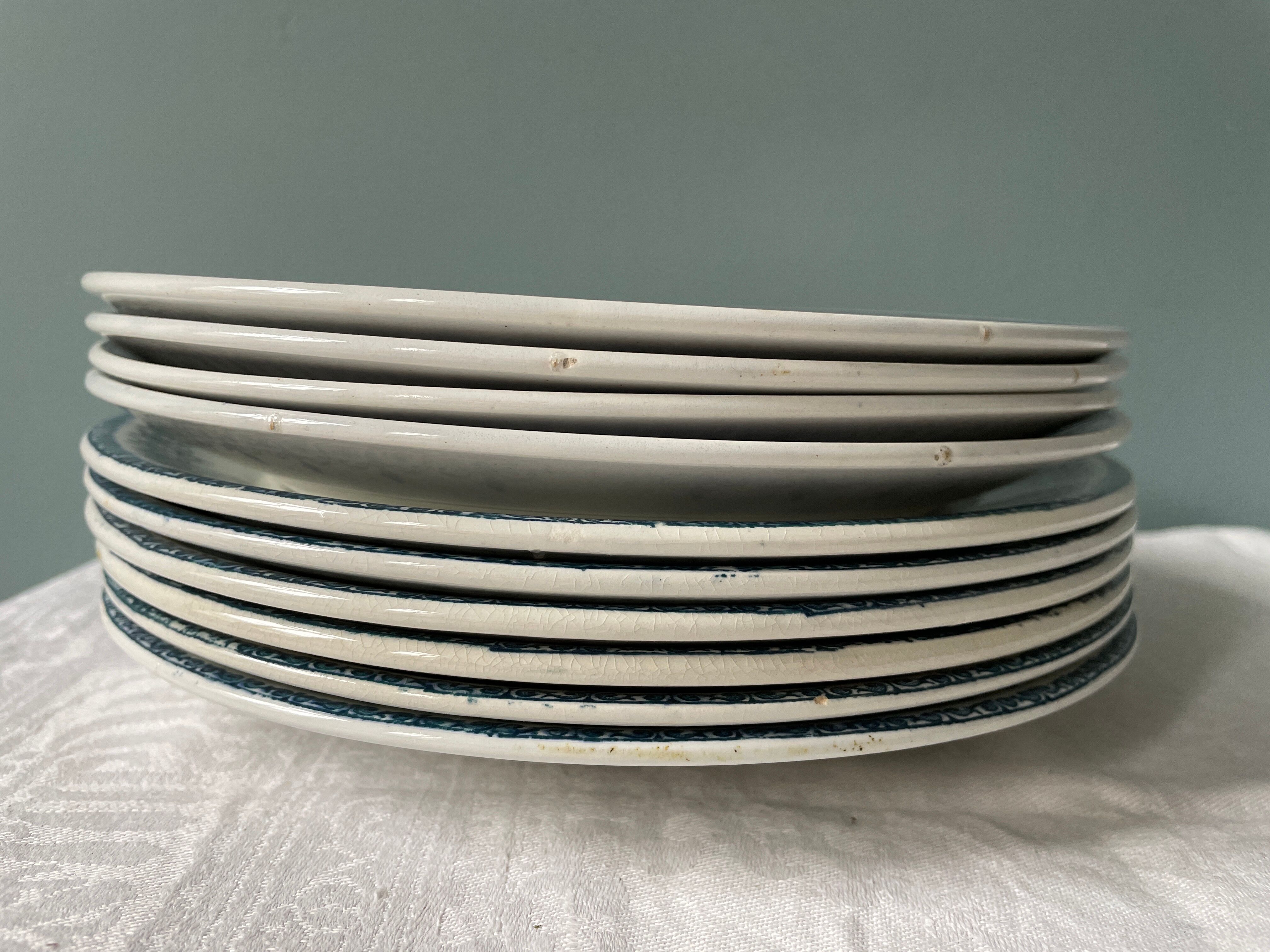 Set of 10 old dessert plates, Longwy and Saint Amand