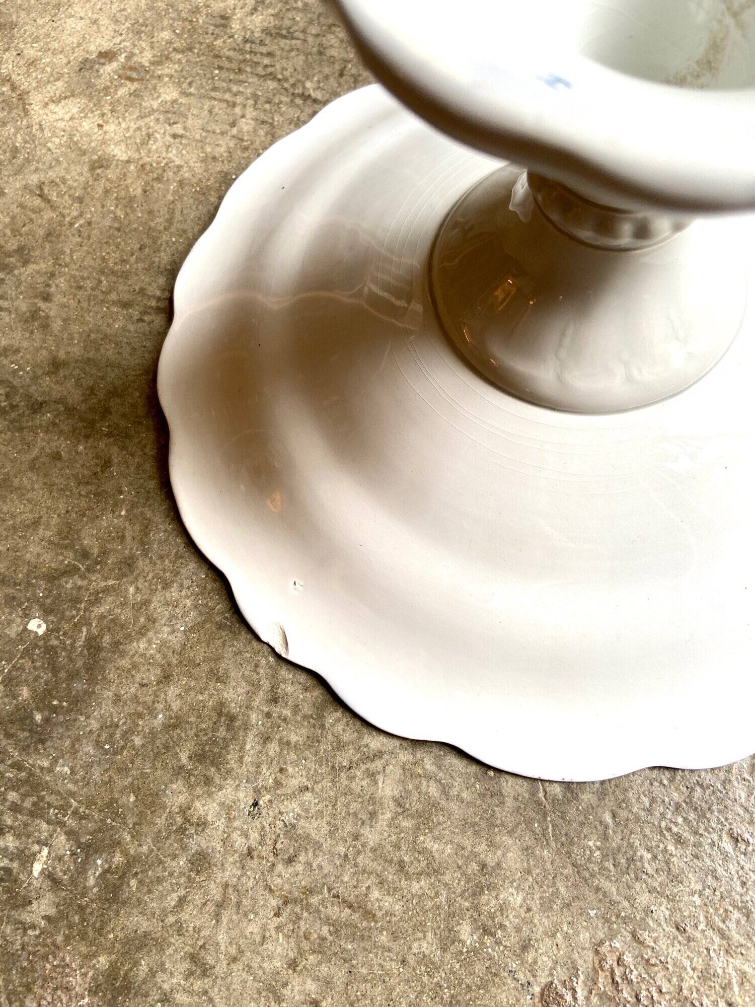 Sarreguemines compotier in blue earthenware, “Basket” service