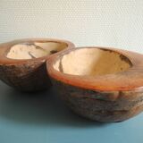 Ancien serviteur vide poches noix coco déco vintage serving tray bowl