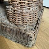 Side table, vintage rattan elephant end table