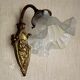 French art nouveau bronze wall light white frilled patterned glass shade 4213