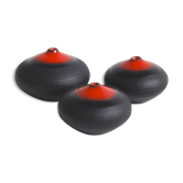 Trio de céramiques miniatures noires et rouge Antonio Lampecco
