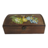 Handmade vintage wooden box painted with a reason cluster pattern, ideal for storage