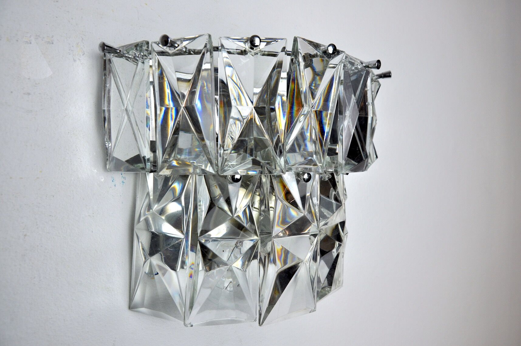 Regency wall lamp by Kinkeldey, 2 levels glass, Germany, 1970