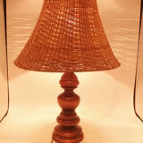 Lamp in wood and wicker