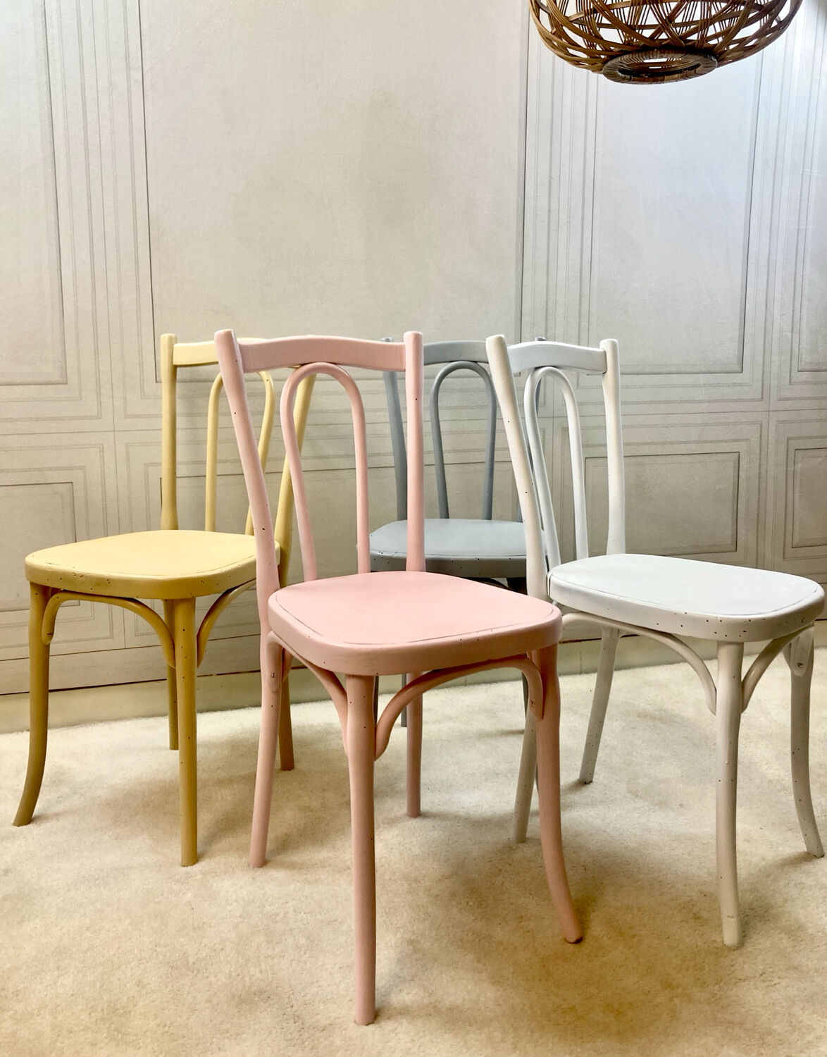 Vintage Thonet bistro chairs – pastel colours