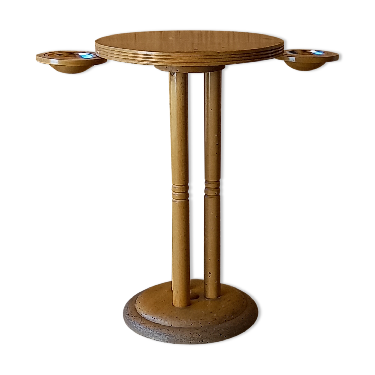 Small smoker's table, side table, Scandinavian blond wood, tripod, vintage 70'