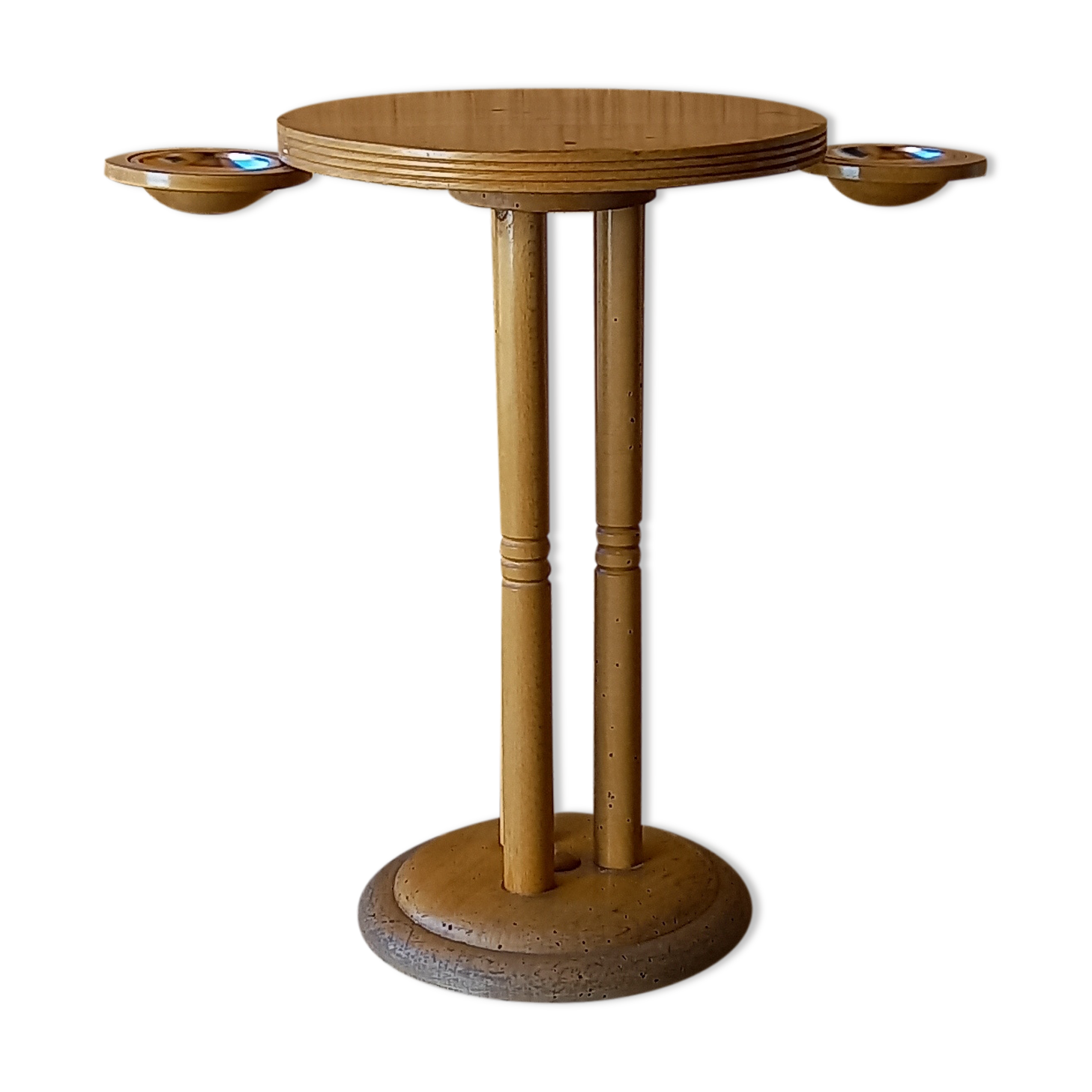 Table de fumeur table d'appoint en bois blond scandinave, tripode, vintage années 70'