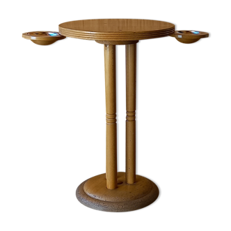 Small smoker's table, side table, Scandinavian blond wood, tripod, vintage 70'
