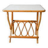 Rattan and bamboo magazine rack side table 1960