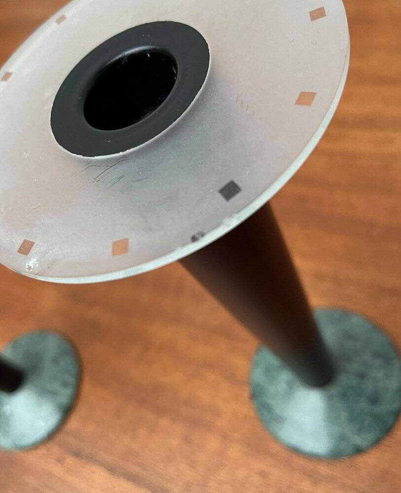 Vintage postmodern Italian wooden and stone candle holders, 1980s, set of 2.