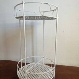 White perforated metal side table
