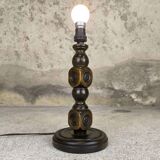 Vintage turned wood table lamp