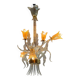 Asymmetrical Venetian chandelier in colourless and gold Murano glass, circa 1980.