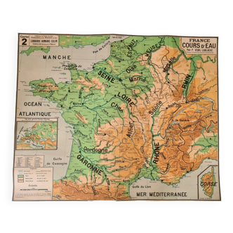 Old map of French rivers