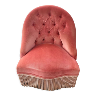 Pink velvet toad armchair