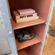 Blue patinated workshop furniture locker room
