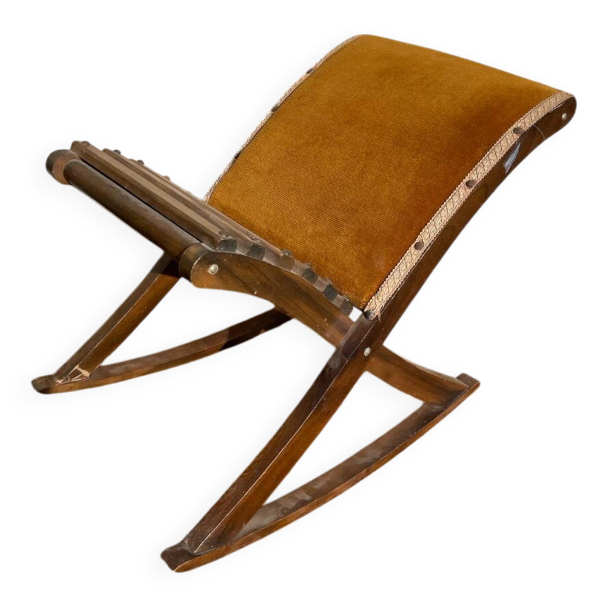 Mustard velvet footrest
