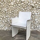 White leather armchair, Tito Agnoli for Matteo Grassi, Italy, 1970-80s