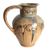 Early 20th century flamed stoneware pitcher