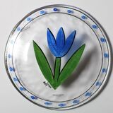 Assiette en verre Kosta Boda : Vintage Blue Tulip Design par Ulrica Hydman Vallien