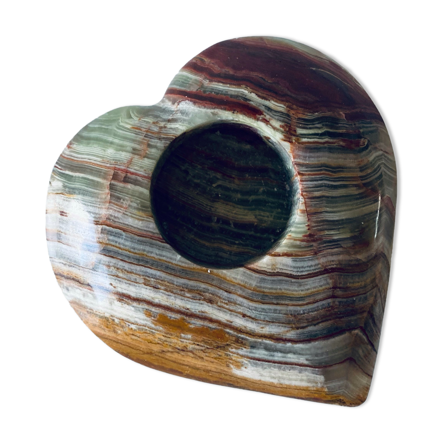 Heart candle holder in onyx