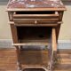 Old Henry II style bedside table in walnut with pink marble top, 19th century