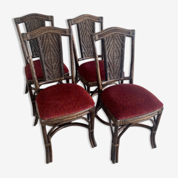 Set de 4 chaises en rotin, 70s