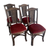 Set of 4 rattan chairs, 70s