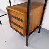 Vintage modernist desk in wood and black metal from the 60s