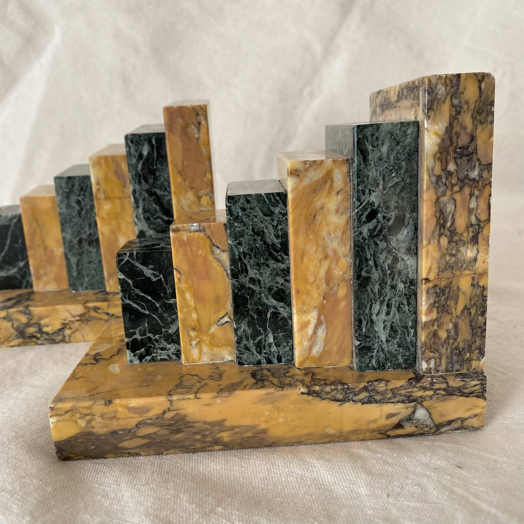 Pair of marble art deco bookends