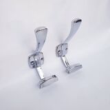 Pair of vintage chrome metal wall hooks