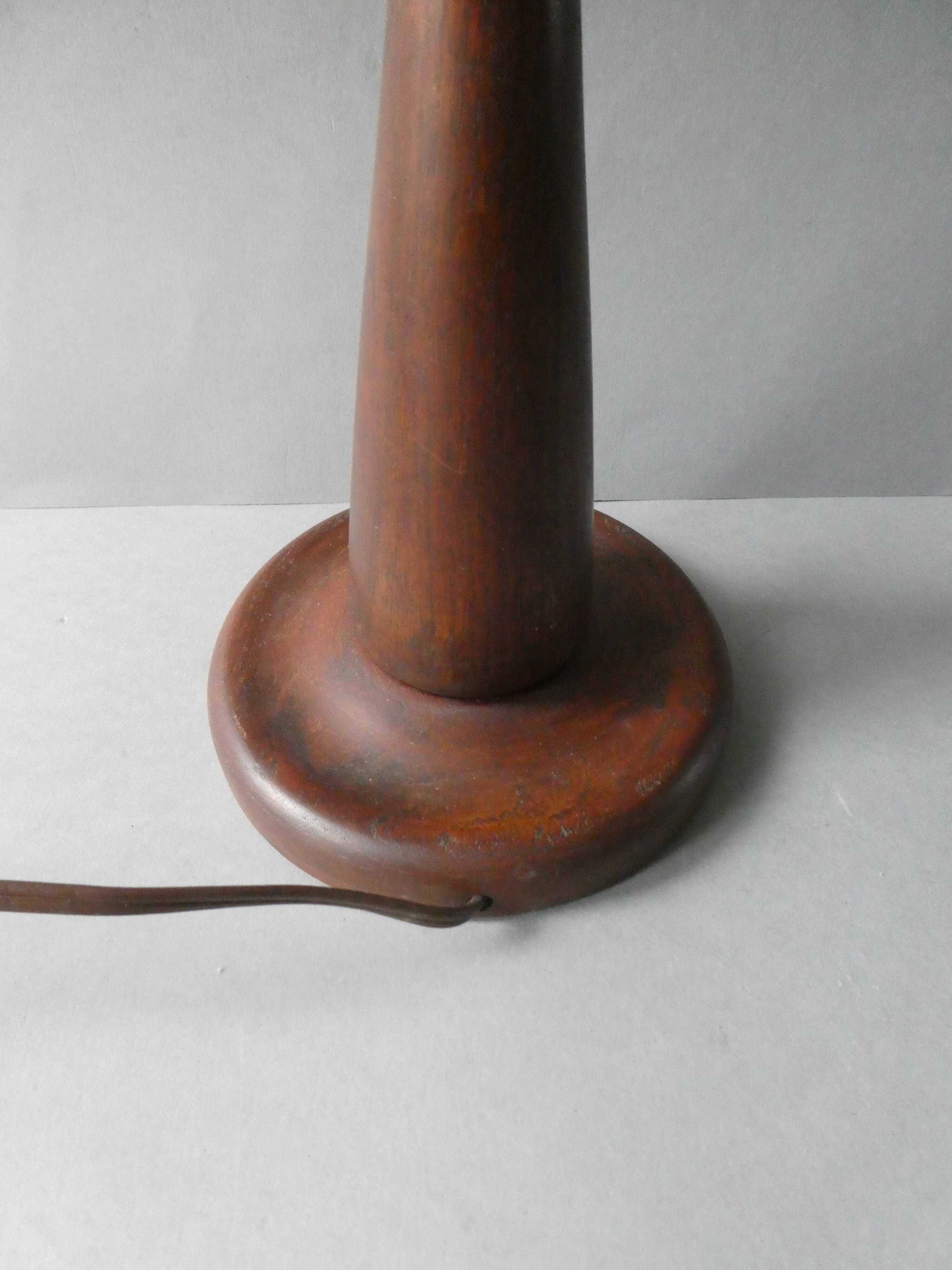 Teak lamp with a rope shade, around 1950.