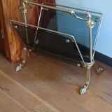 porte revues en bronze et verre teinté 1950 à pieds griffés