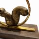 Rare Pair of Art Deco Bookends "Squirrels" in Gilded Bronze and Rosewood