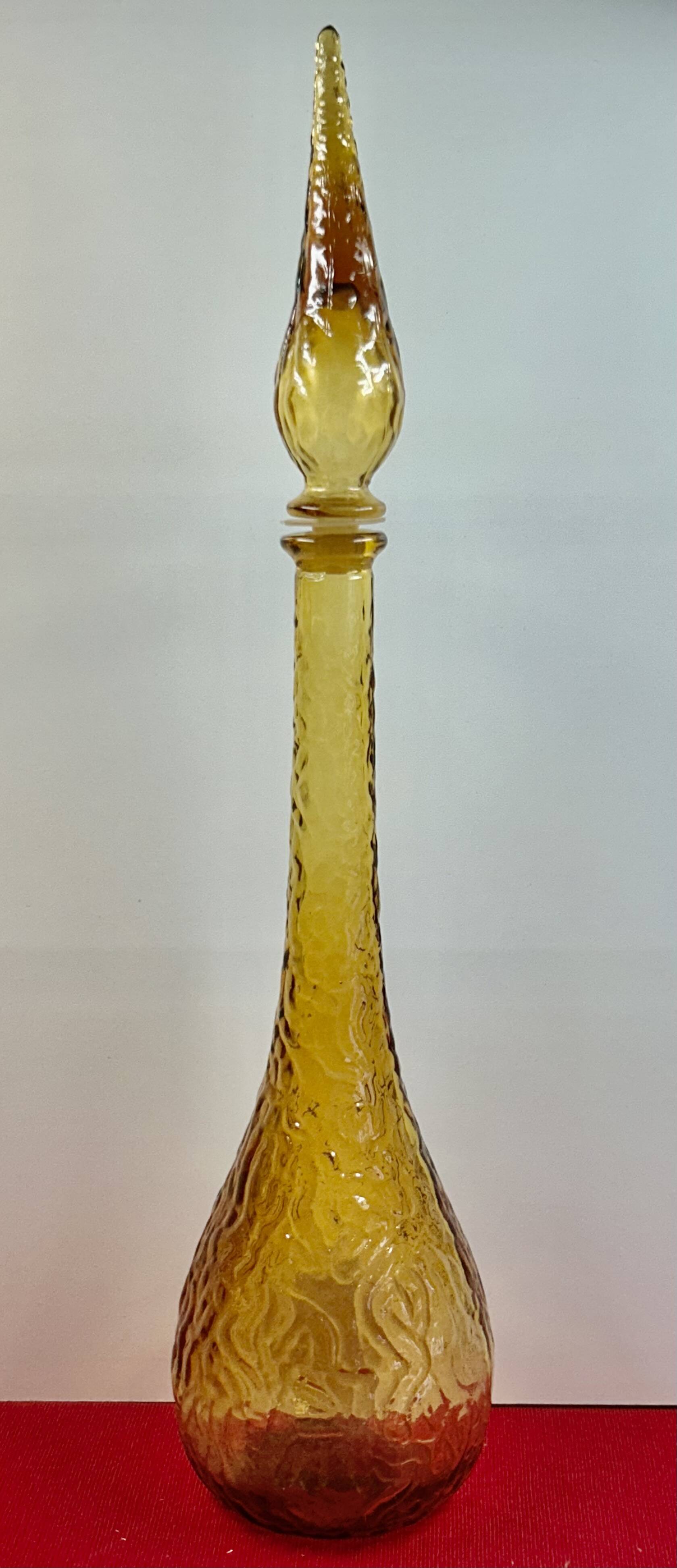Large cathedral glass bottle circa 1970, probably Italy? 56 cm