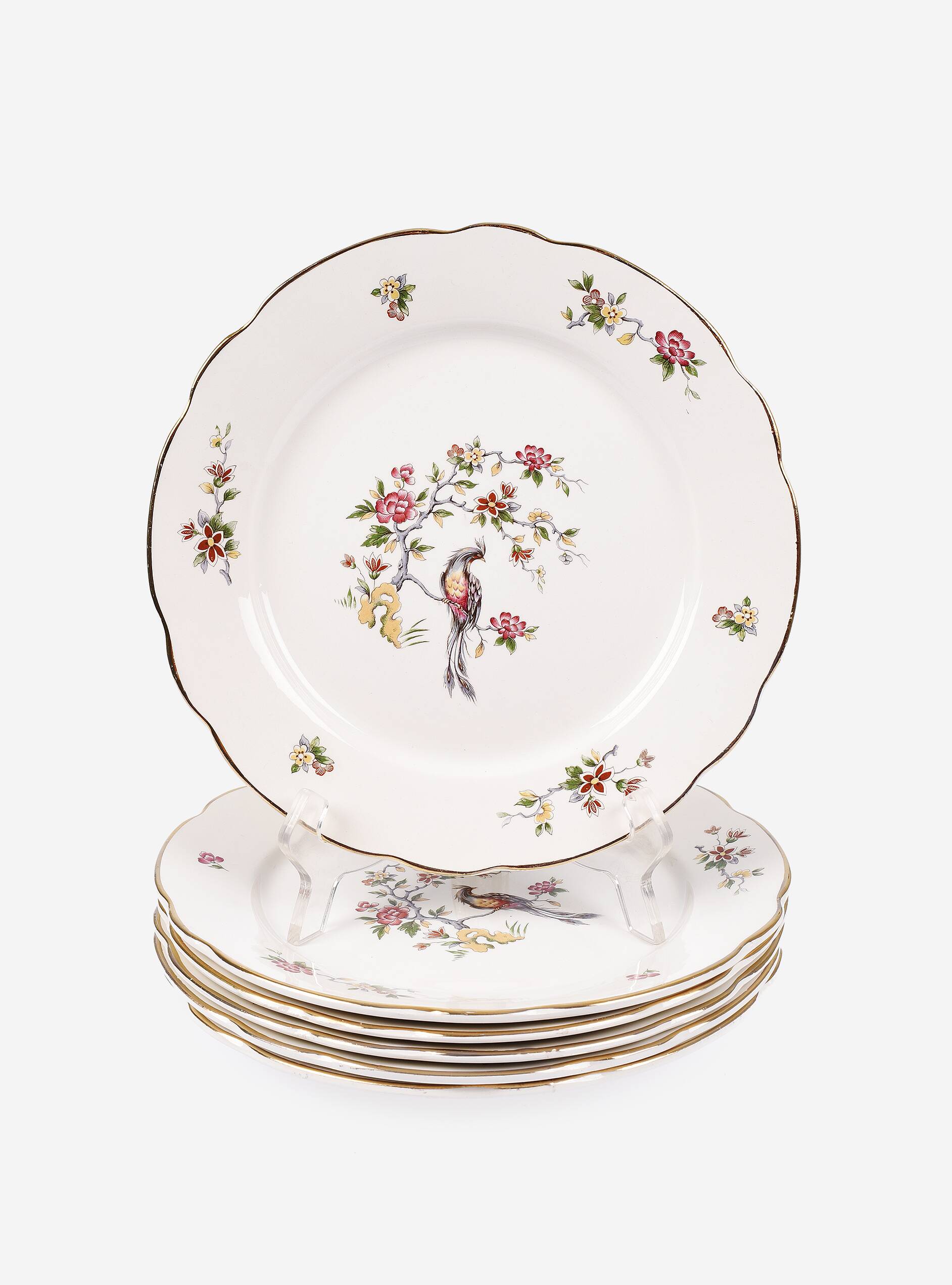 Set of 6 flat plates, Condé de Digoin Sarreguemines model.