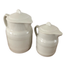 Cafetière et pot à lait en porcelaine a feu de Grigny blanche Vintage