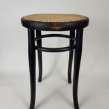 Blackened curved wooden stool Thonet
