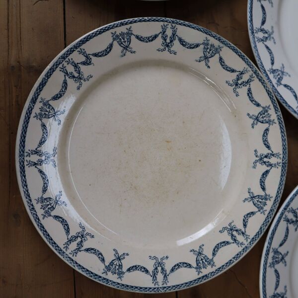 Lot de 8 assiettes plates terre de fer ''Les Termes'' Sarreguemines et Digoin