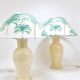 Paire de lampes de table Tommaso Barbi Riviera palmier années 1970 avec coussins assortis