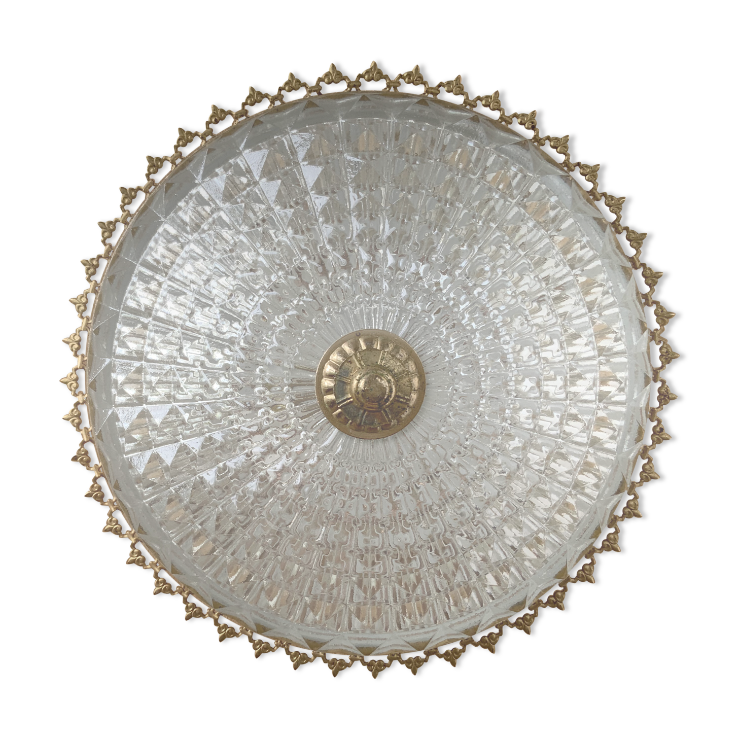 Glass and brass ceiling lamp