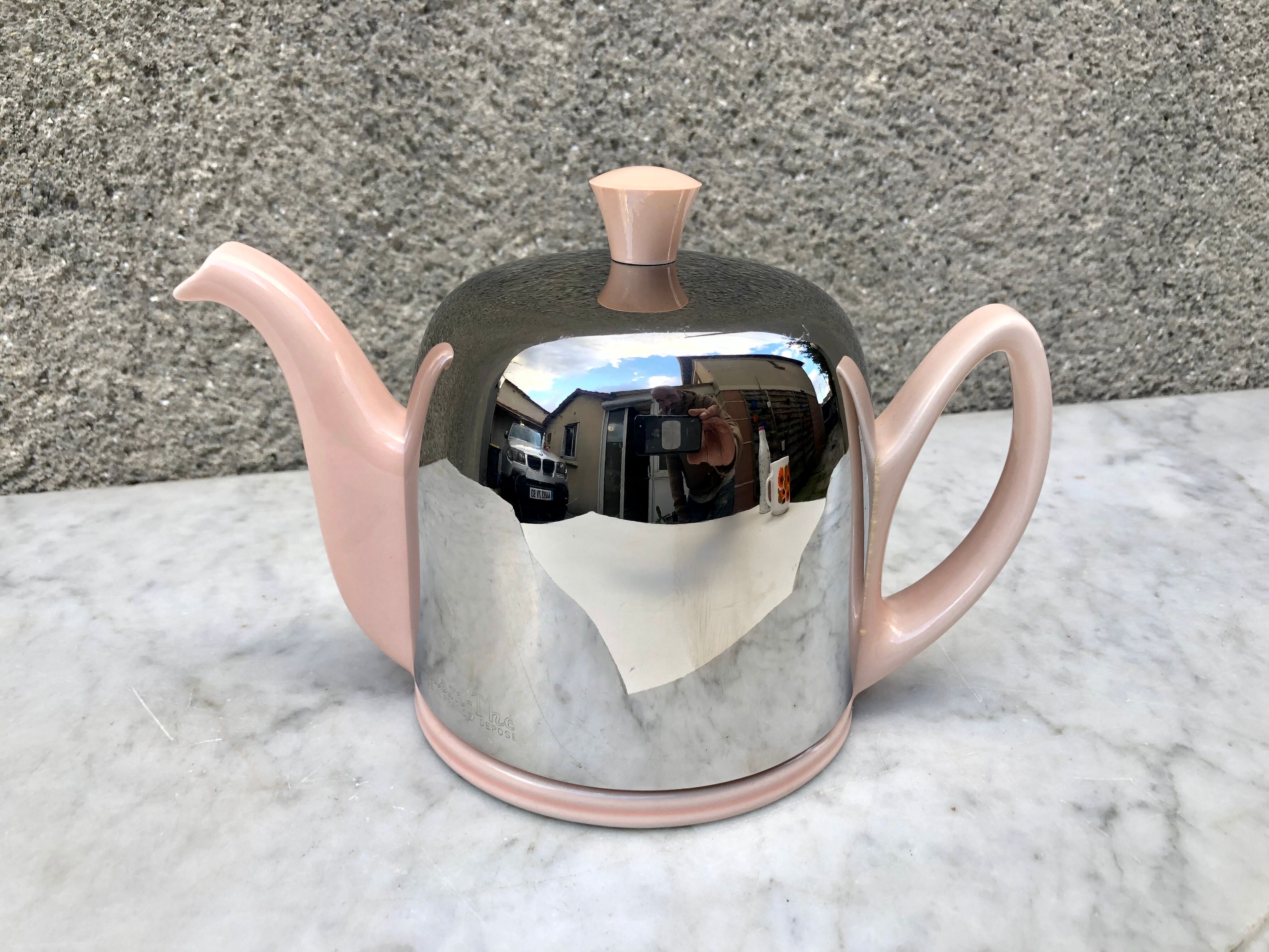 Heating teapot Salam Guy Degrenne 4 cups rare pink ceramic