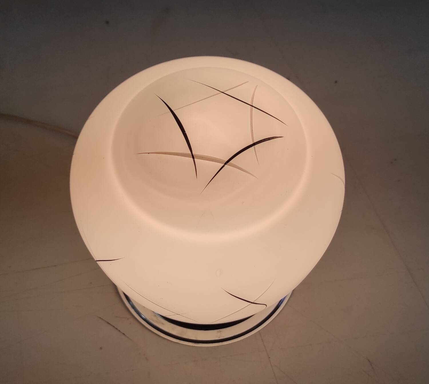 Ceiling light, globe wall lamp in opaline and chrome mount - mid 20th century.